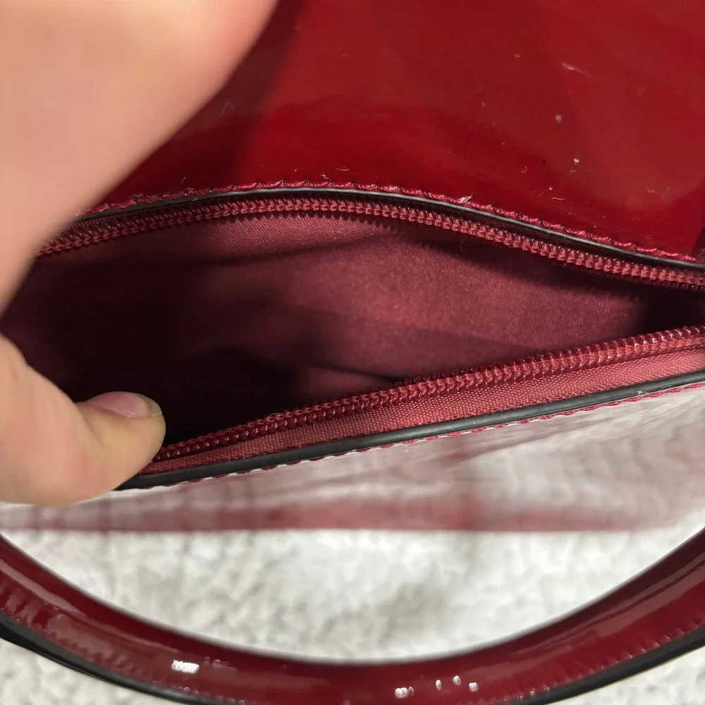 Womens Red Patent Faux Leather Satchel Handbag Purse Crossbody Casual Vintage